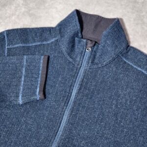 Men's PRANA Barclay full-zip Sweater Recycled Wool Blend Navy Blue sz M *Read*